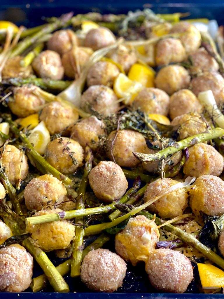 polpette al forno con asparagi