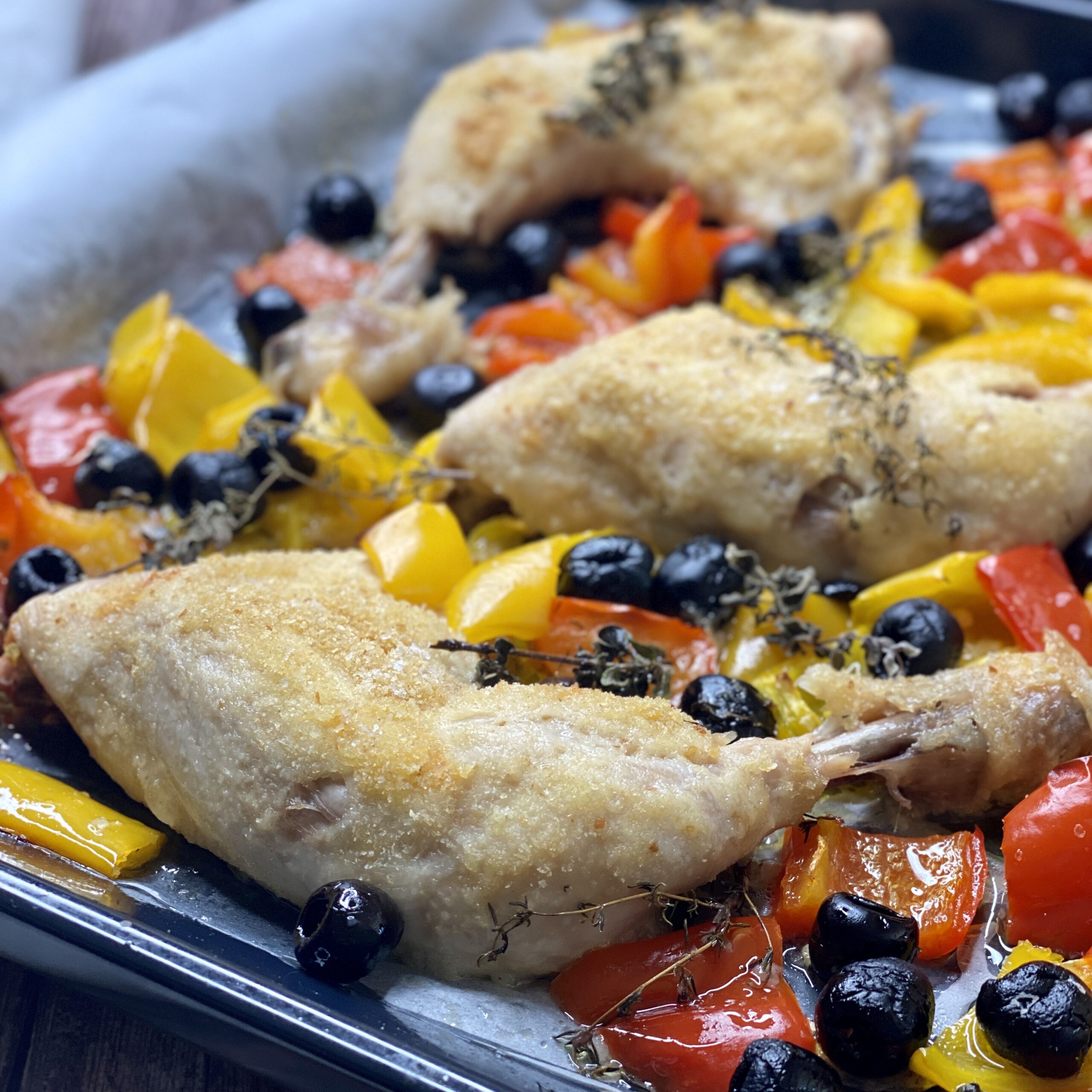 pollo al forno con peperoni