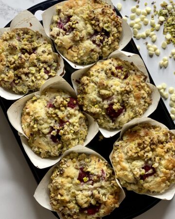 Muffin lamponi e pistacchio