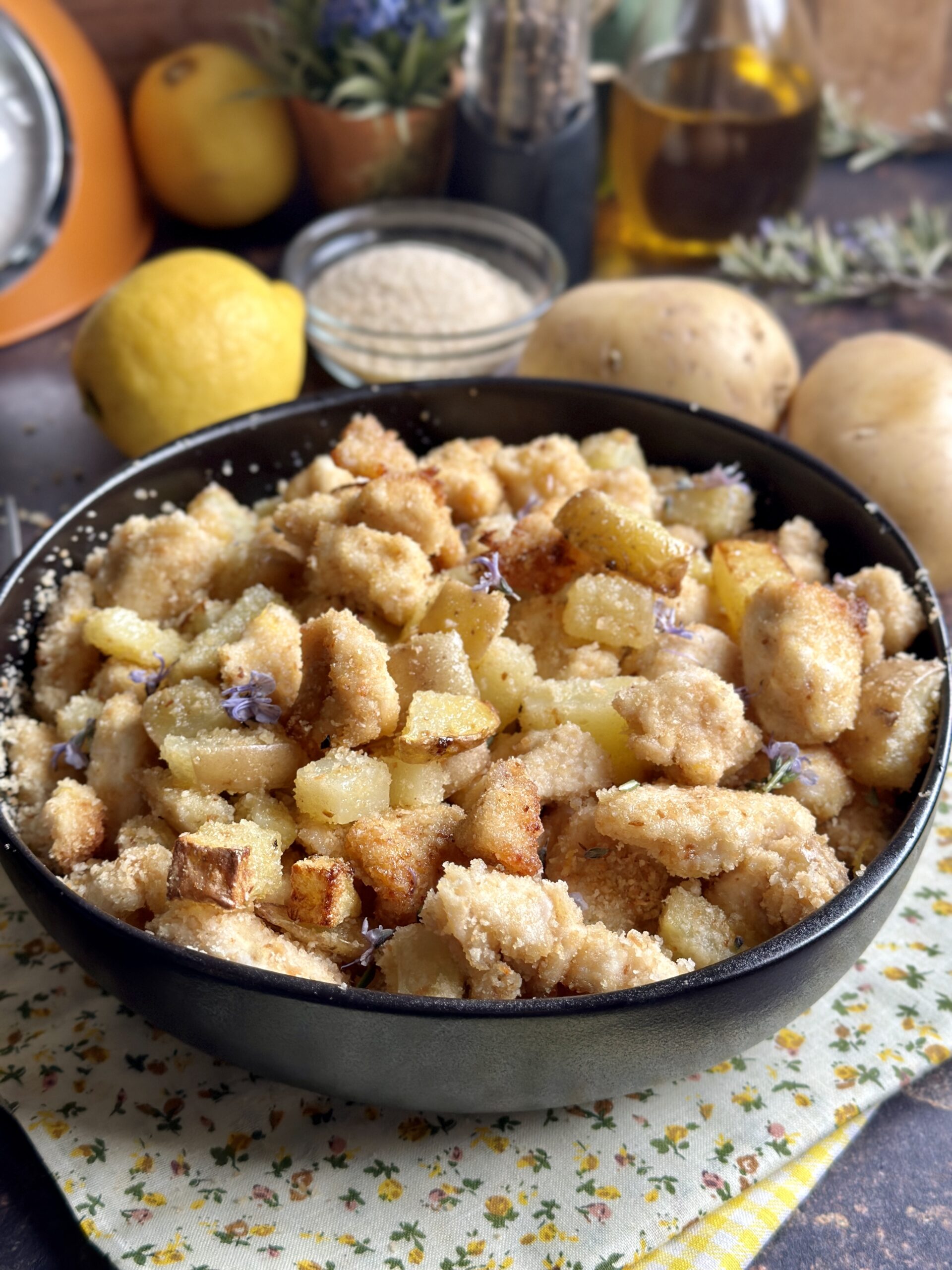 Pollo e patate in friggitrice ad aria